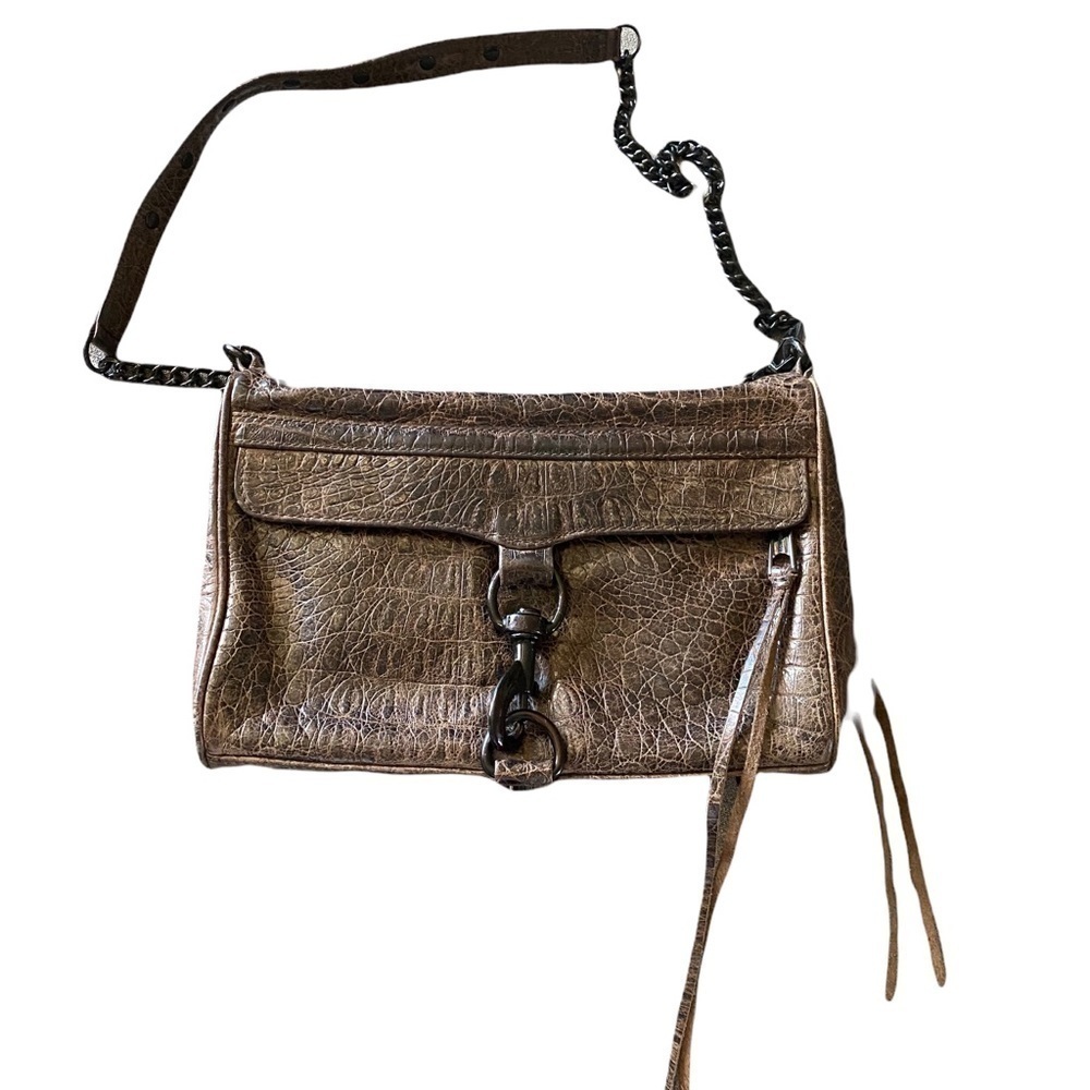 Rebecca Minkoff Brown Croc Mac Shoulder Bag